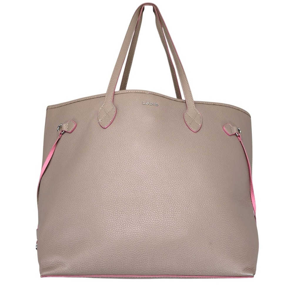 Lodis Pebbled Leather Tote Bag Taupe Pink Large‎ Shopper Shoulder Purse